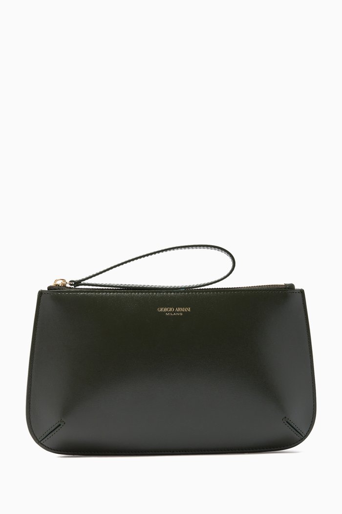 

Zip Clutch in Palmellato Leather, Green