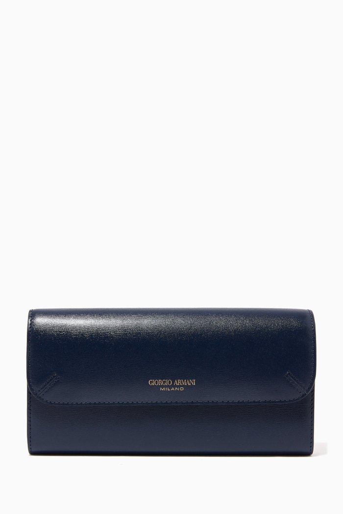 

La Prima Wallet in Bovine Leather, Blue