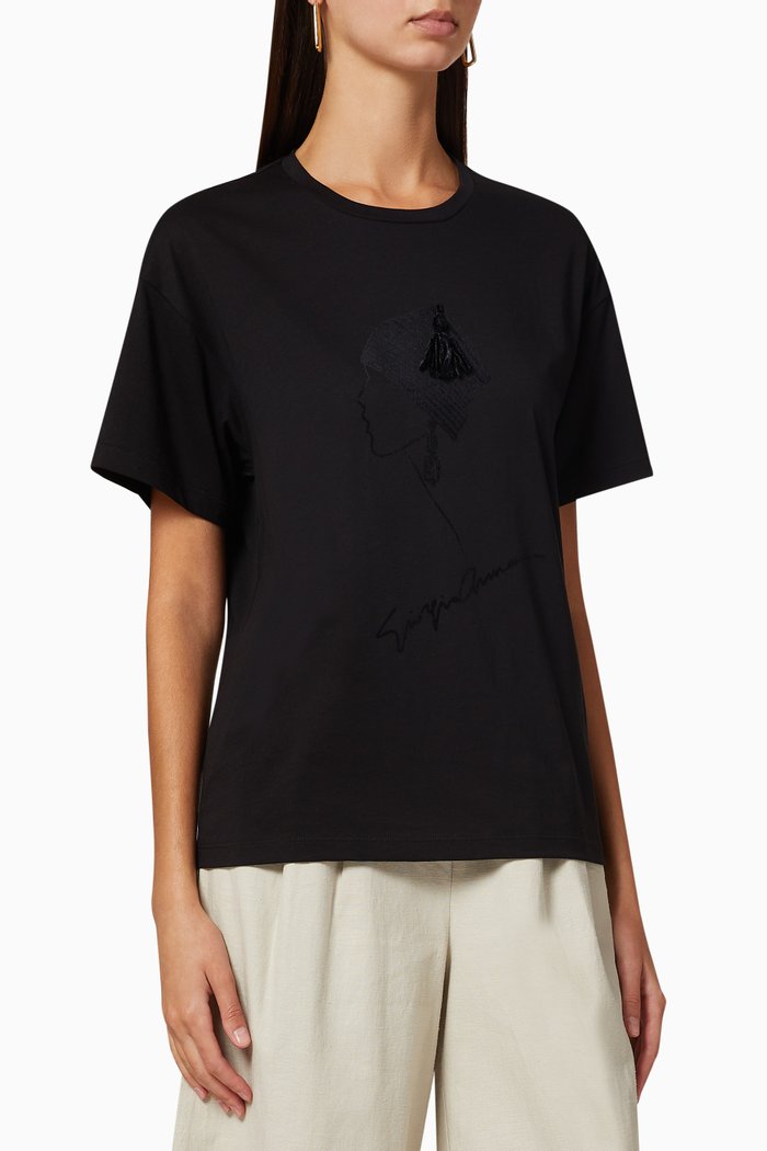 

Flock Face Print T-Shirt, Black