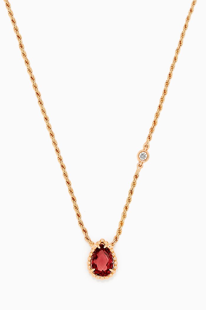 

Serpent Bohème Diamond XS Motif Rhodolite Pendant in 18kt Rose Gold