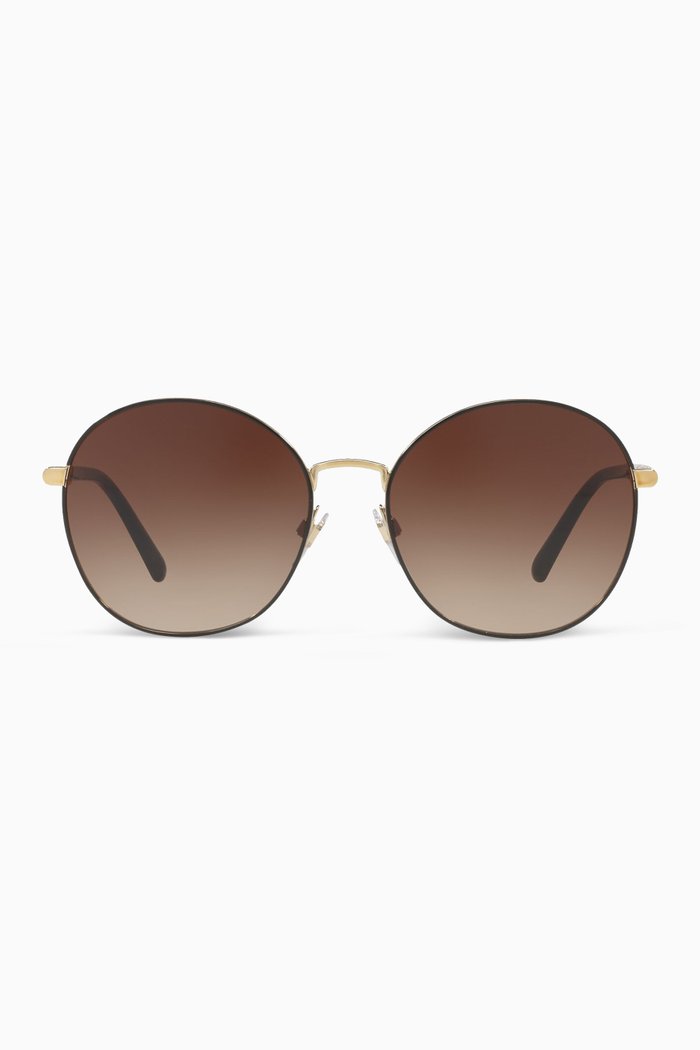 

Icon Stripe Detail Pilot Sunglasses, Brown