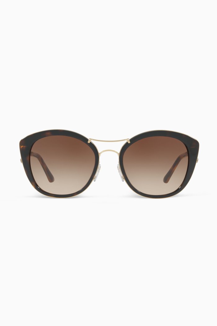 

Icon Stripe Detail Cat-Eye Sunglasses, Brown