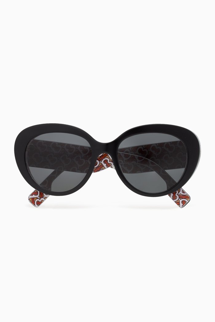 

Monogram Motif Cat-Eye Frame Sunglasses, Black