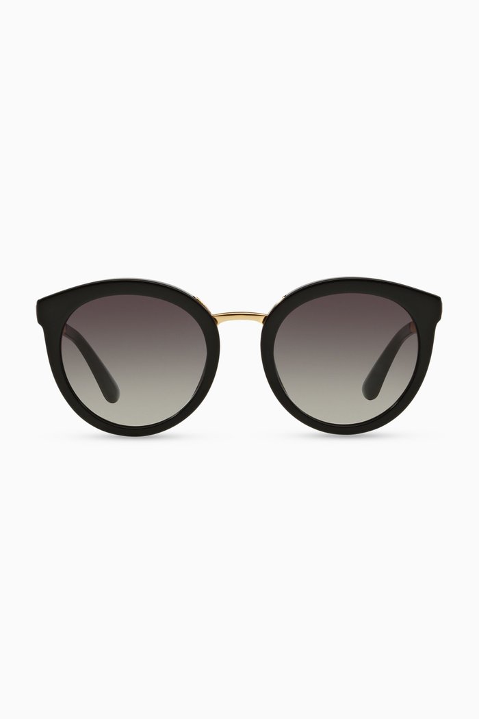

Semi-Oval Sunglasses, Black
