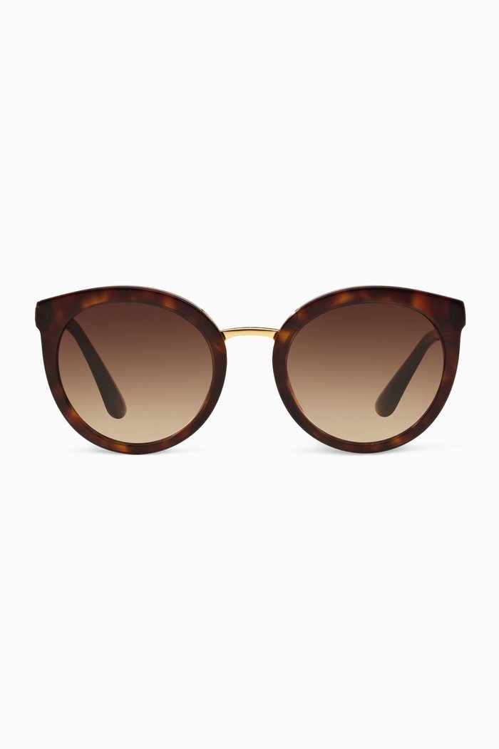 

Semi-Oval Sunglasses, Brown