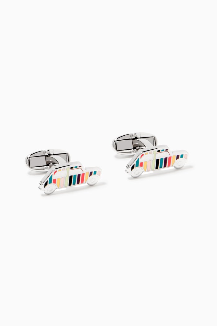 

Artist Stripe Mini-Car Cufflinks in Metal, Silver