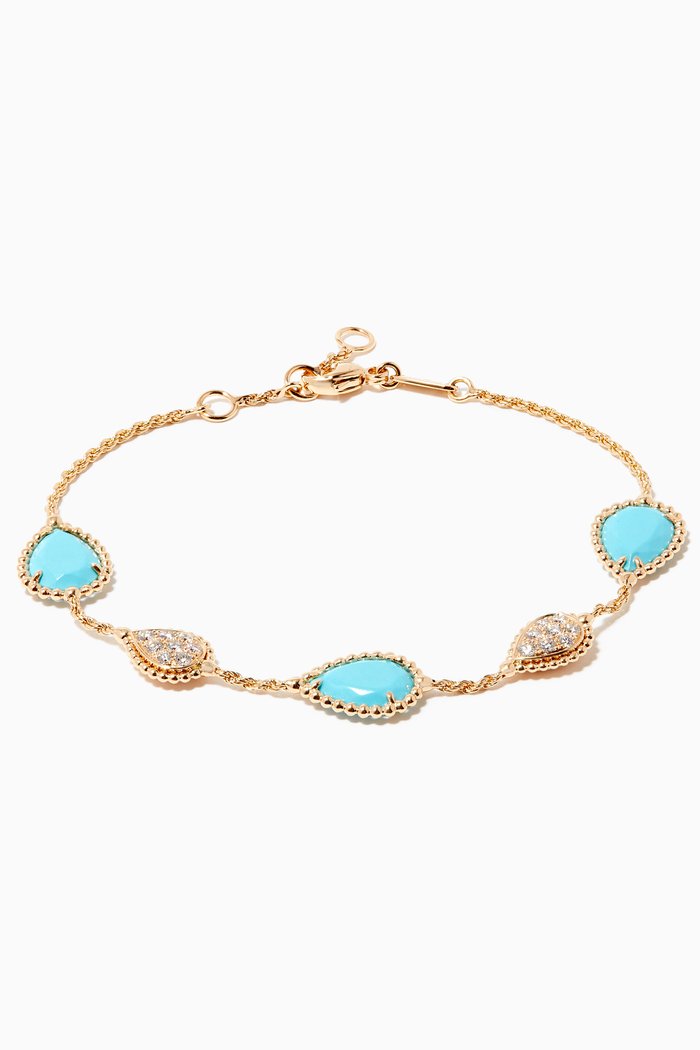 

Serpent Bohème Five Motifs Turquoise Diamond Bracelet in 18kt Yellow Gold