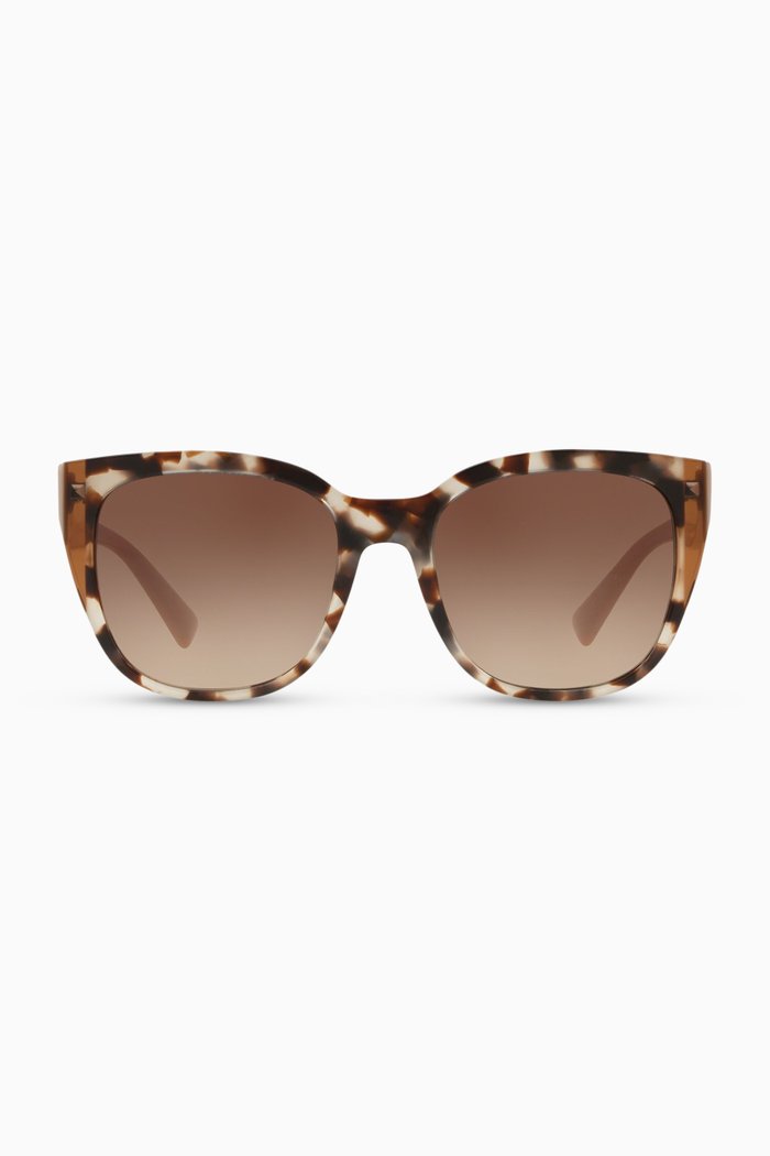 

Studded Round Frame Acetate Sunglasses, Brown