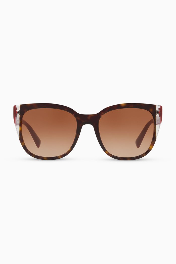 Studded Round Frame Acetate Sunglasses, Brown
