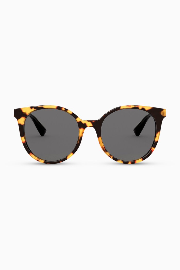 

Studded Round Frame Acetate Sunglasses, Brown