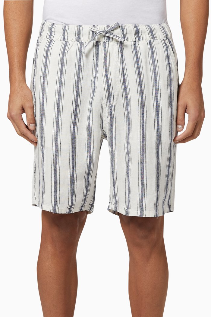 Noah Linen Beach Stripe Shorts, Blue
