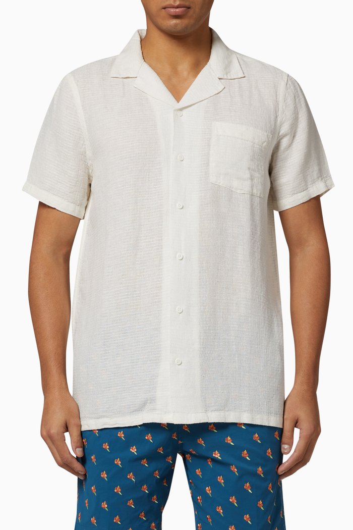 

Vacation Checked Dobby Shirt, White