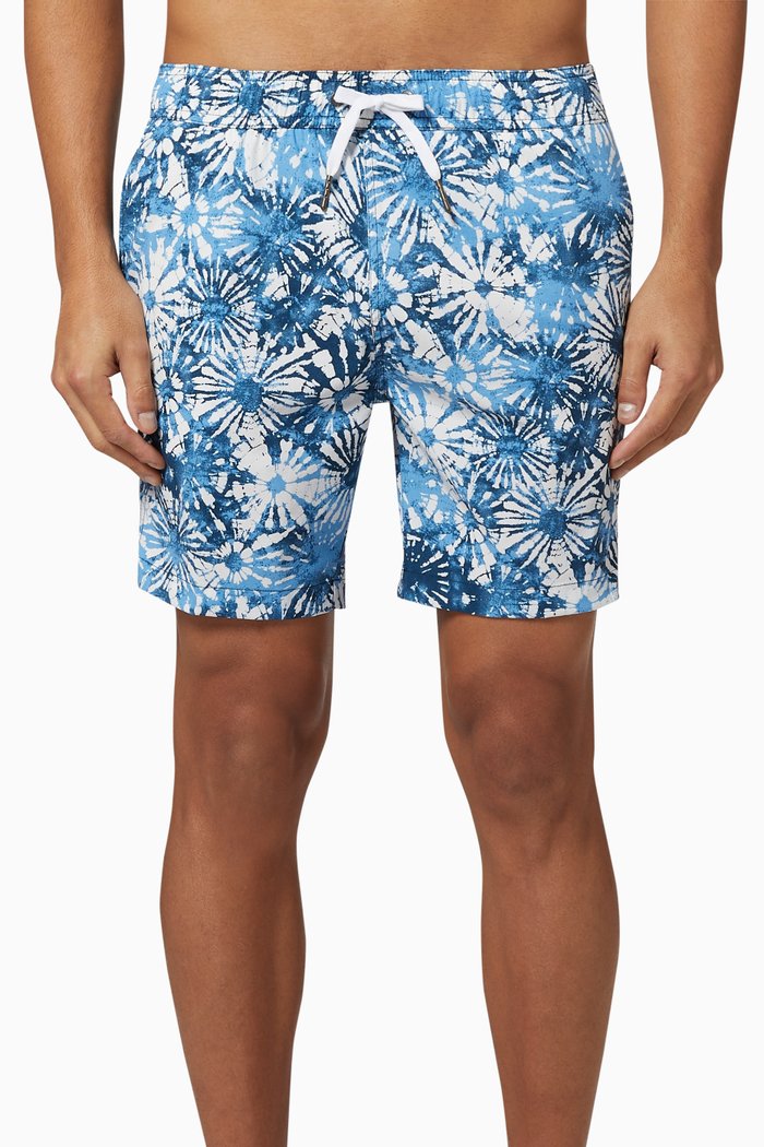 

Elastic Calder 7.5" Tie Dye Swim Trunks, Blue