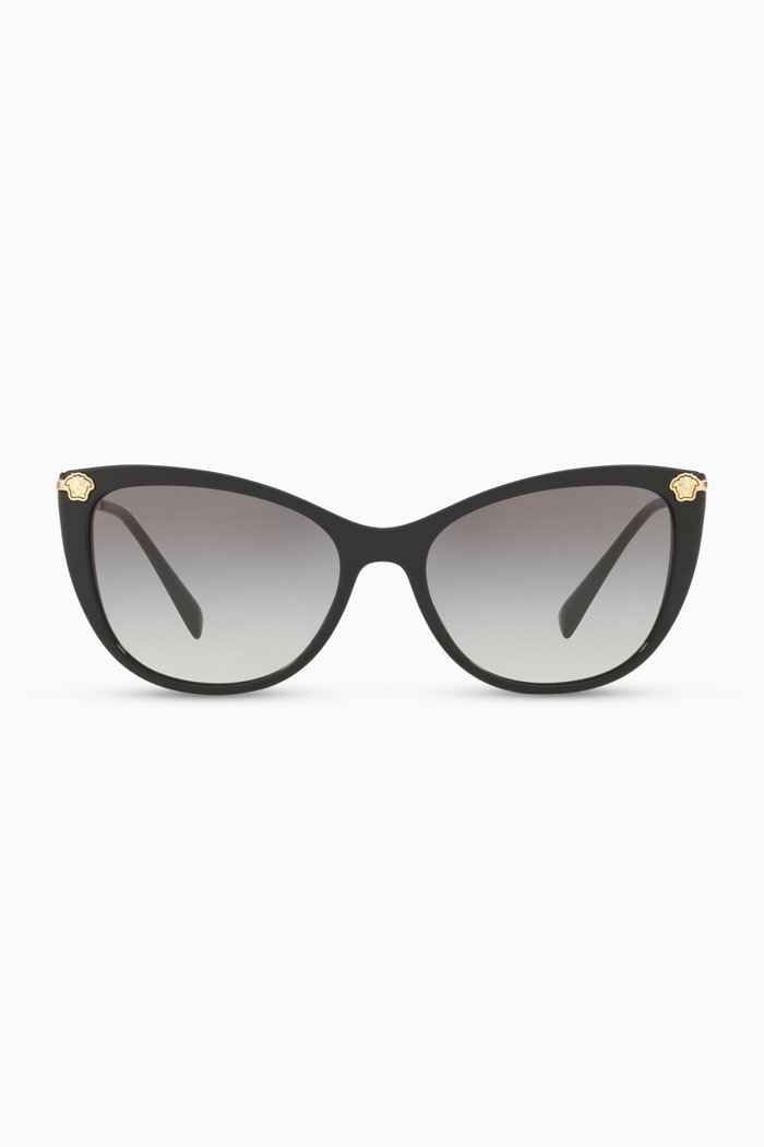 

Medusa Strass Cat Eye Sunglasses, Black