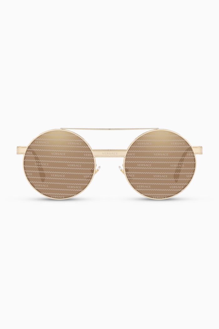 Mirrored Round Sunglasses, Brown
