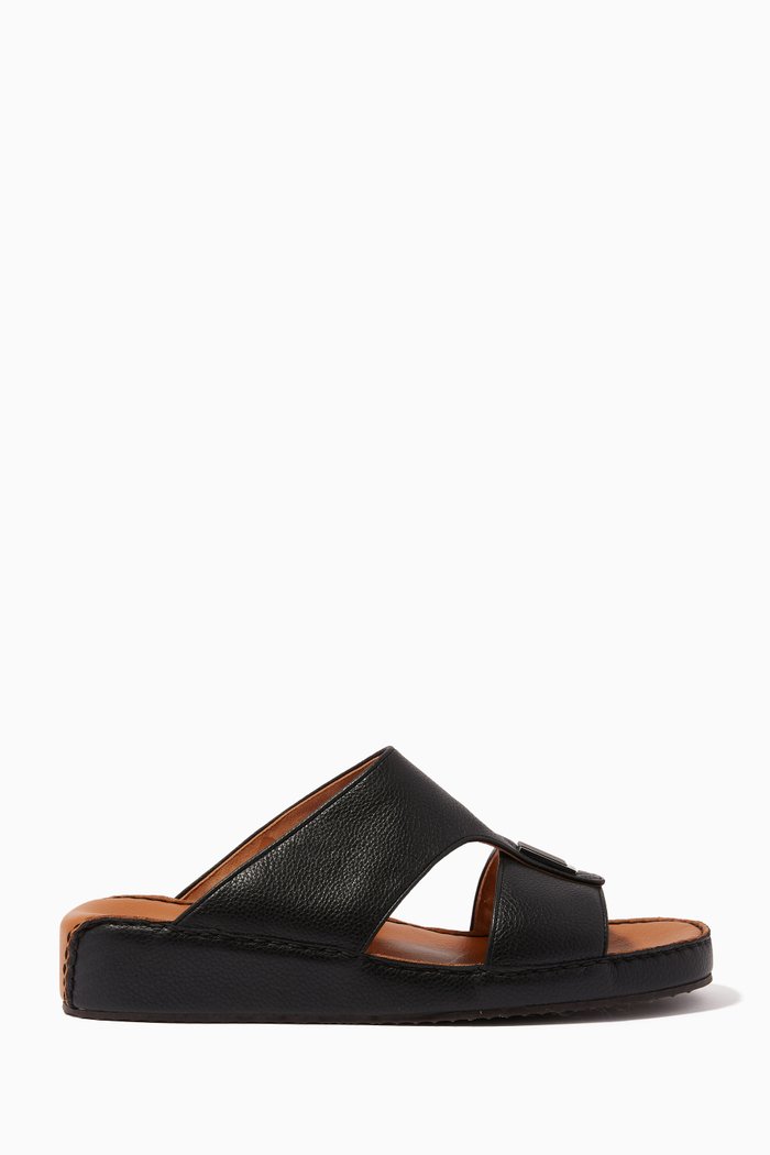 

Arabic Sandals in Grainy Leather, Black