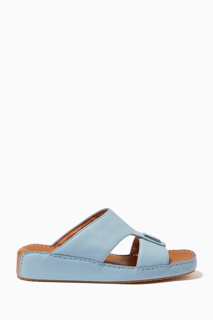 

Arabic Sandals in Grainy Leather, Blue