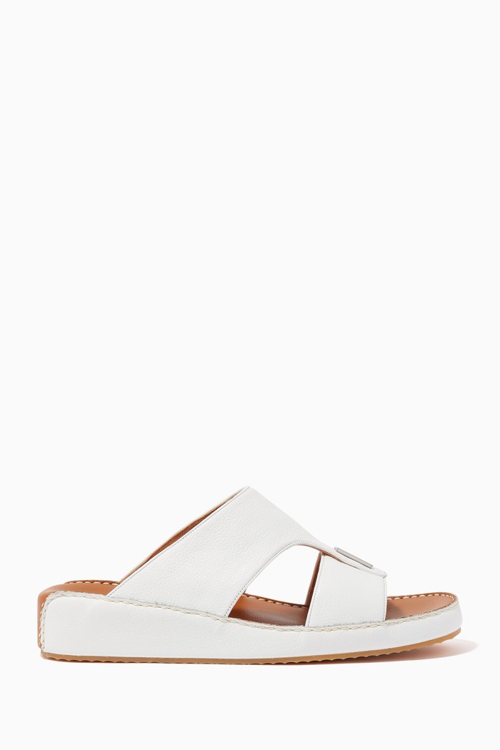 

Arabic Sandals in Grainy Leather, White