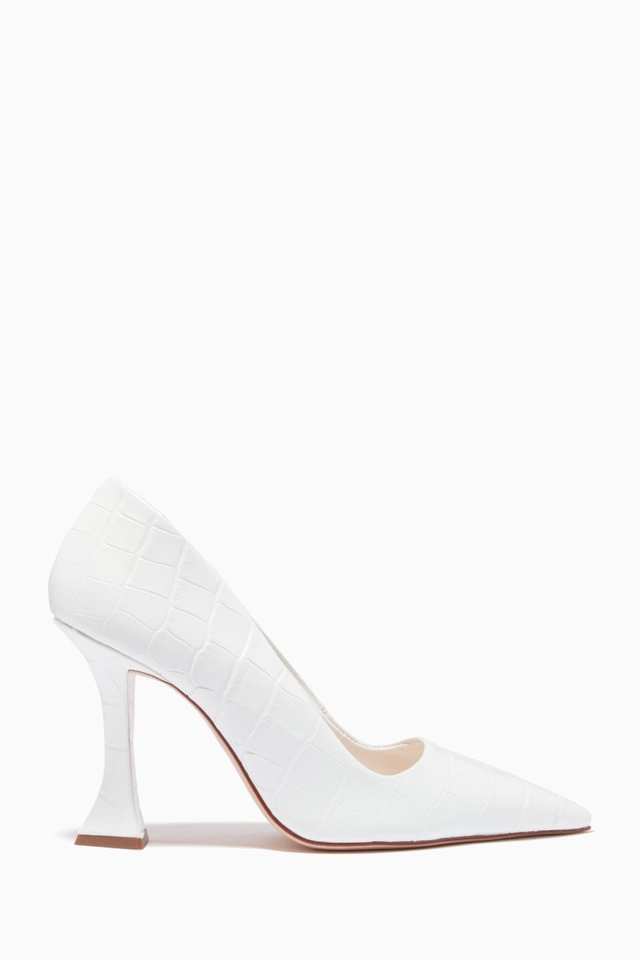 

Crizane Pumps in Croc-Embossed Leather, White