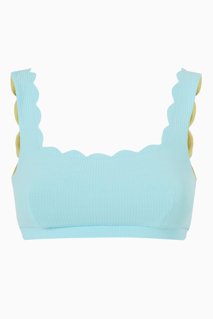 

Palm Springs Bikini Top in Textured Nylon, Blue