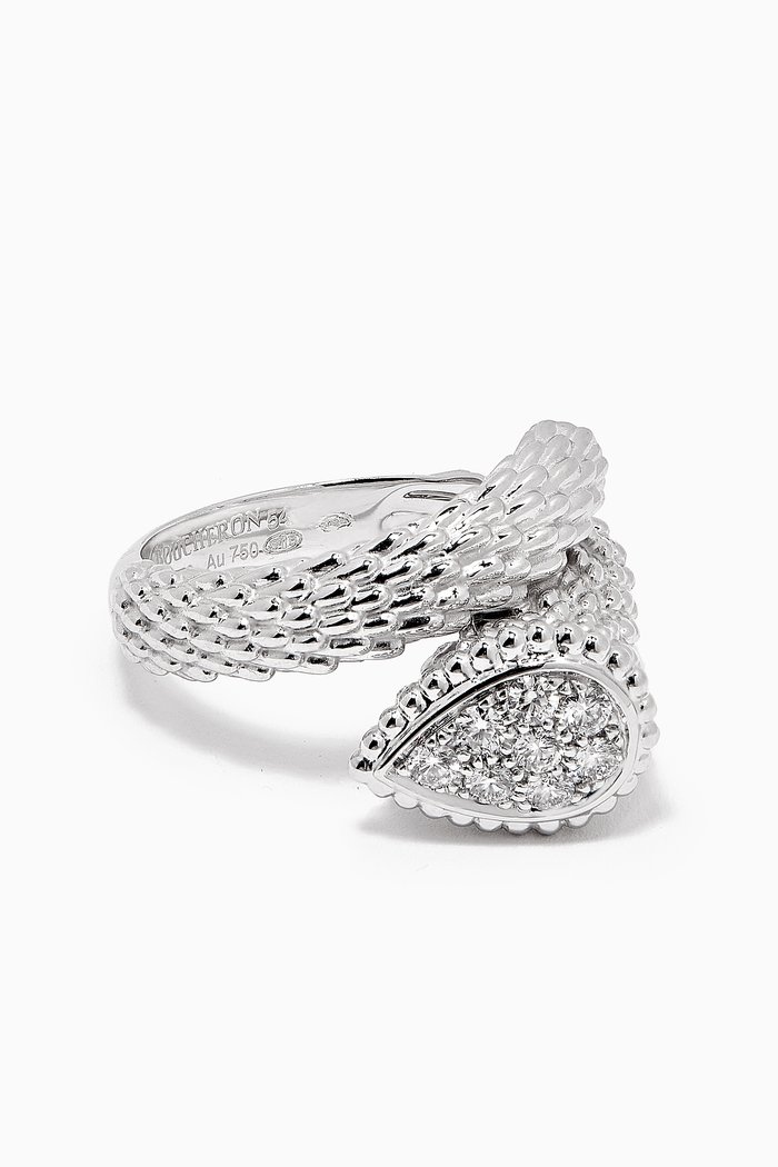 

Serpent Bohème S Motif Diamond Ring in 18kt White Gold, Silver