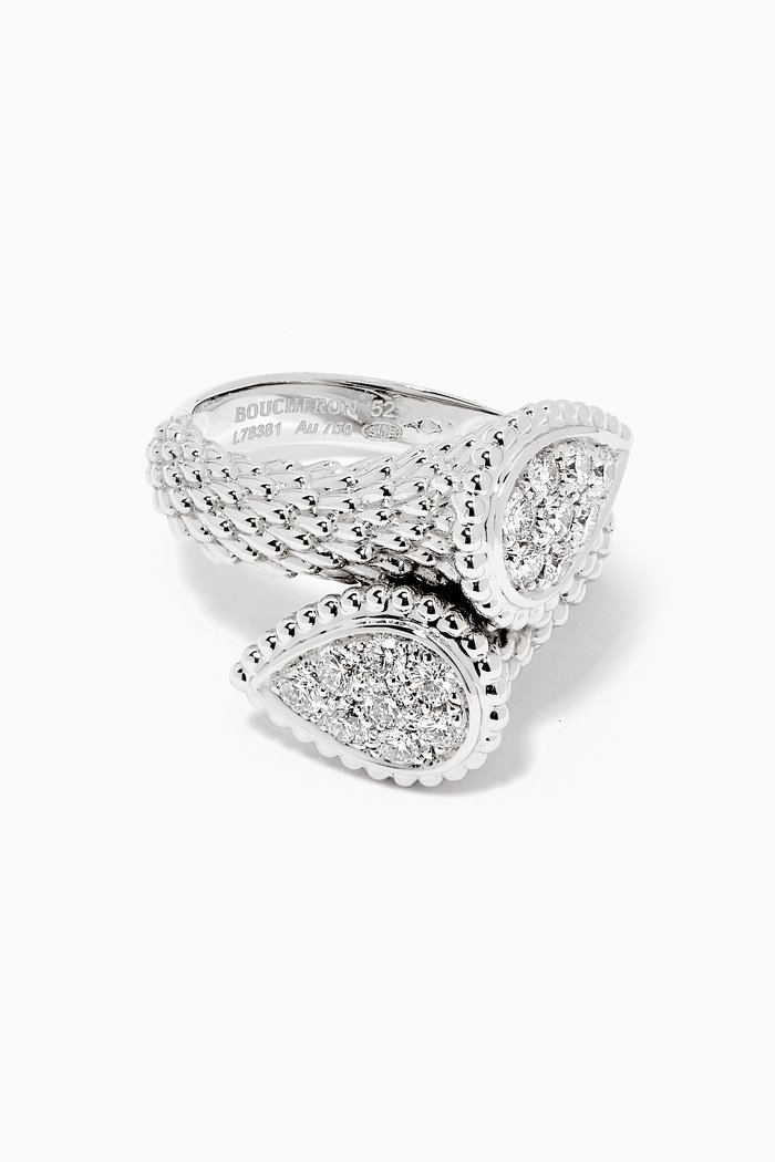 Serpent Bohéme Toi et Moi S Motif Diamond Ring in 18kt White Gold, Silver