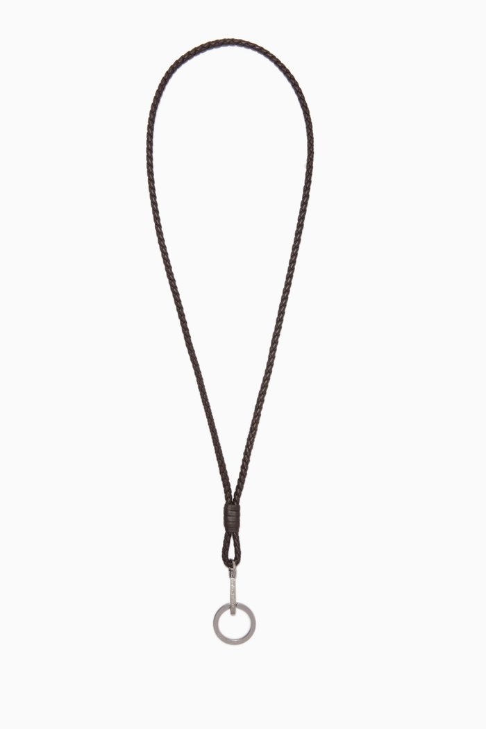 

Intrecciato Keyring Strap in Nappa, Grey
