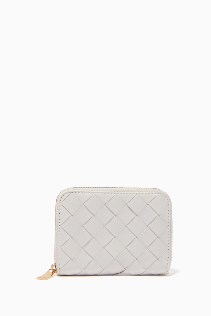 Intrecciato Coin Purse in Nappa, White