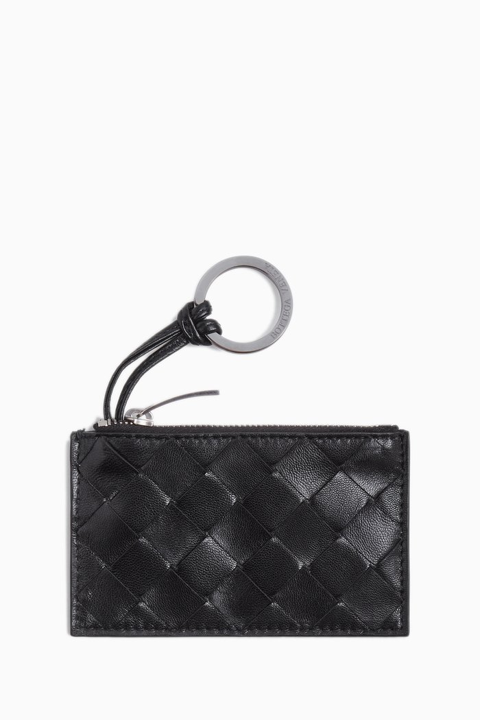Intrecciato Key Holder in Nappa, Black