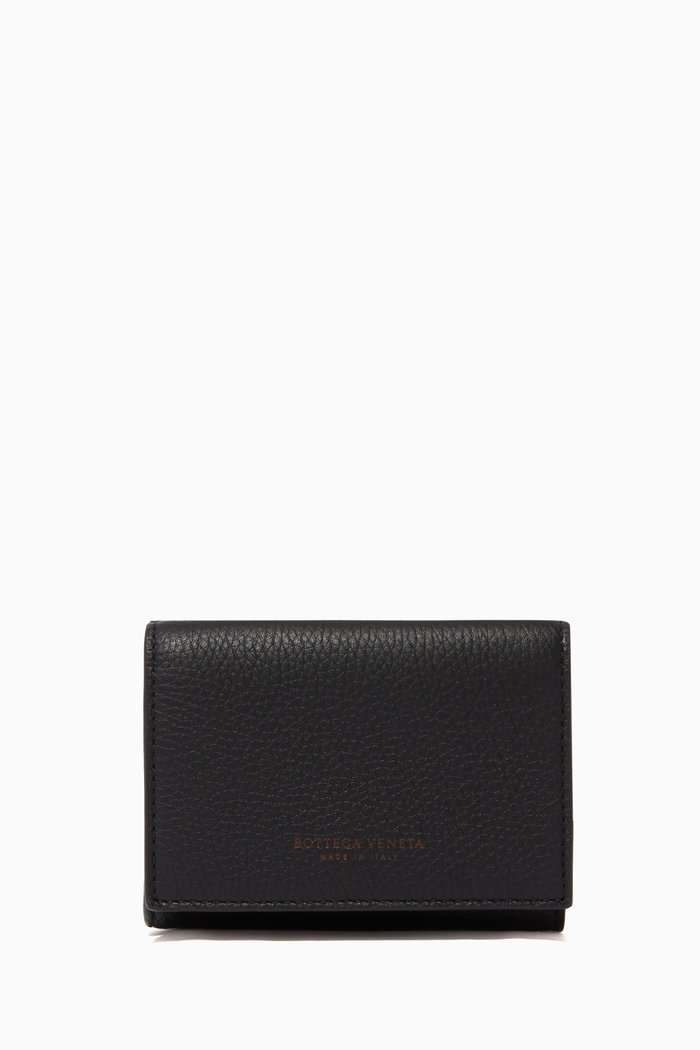

Mini Wallet in Textured Calfskin, Black