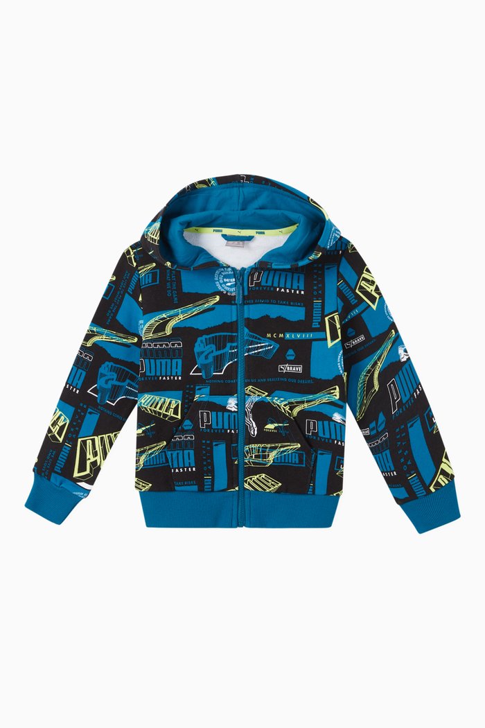 Alpha AOP Fleece Hoodie, Blue