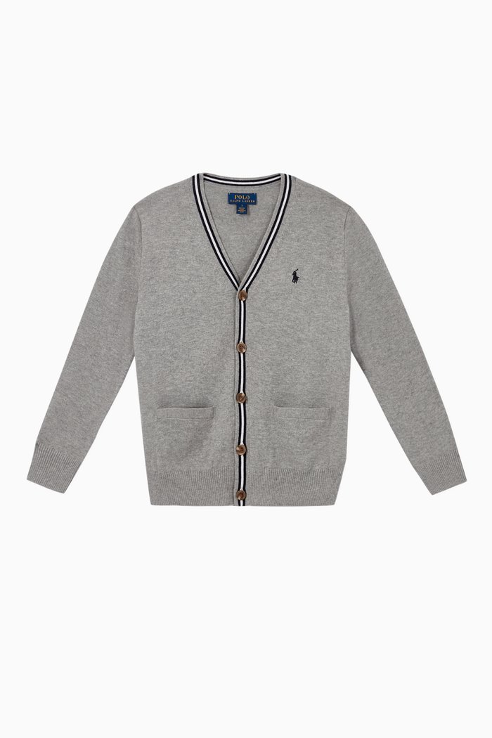 

Cotton Knit Cardigan, Grey