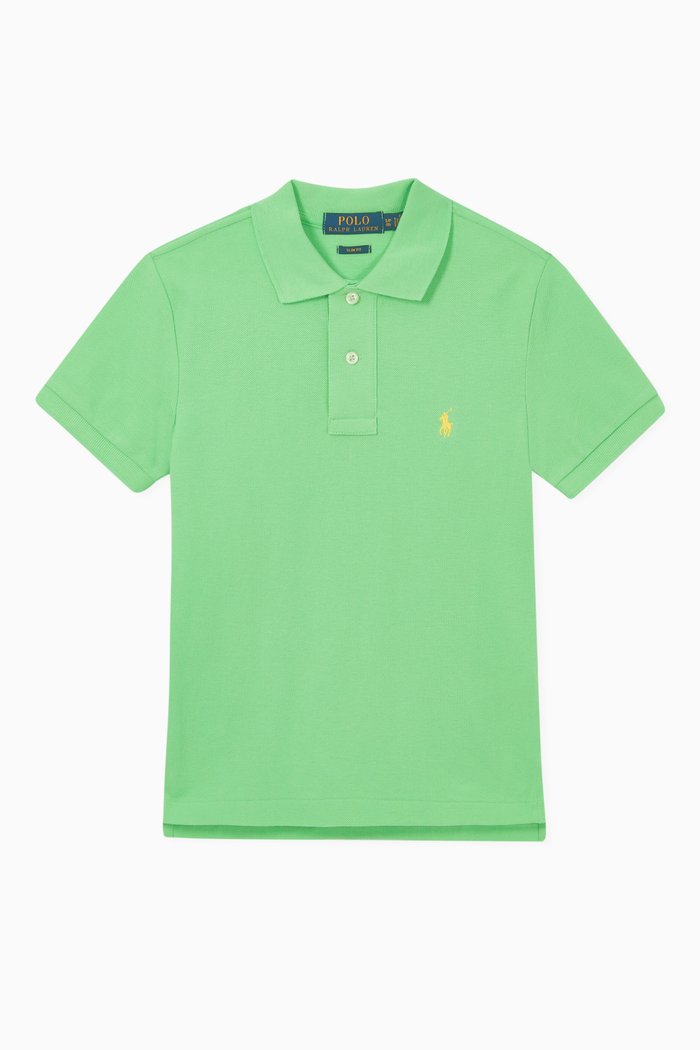 

Slim-Fit Cotton Mesh Polo, Green