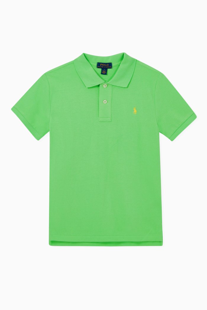 

Logo Cotton Mesh Polo T-Shirt, Green