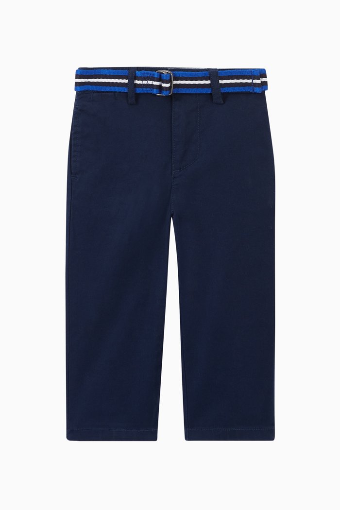 

Belted Stretch Cotton Chino, Blue