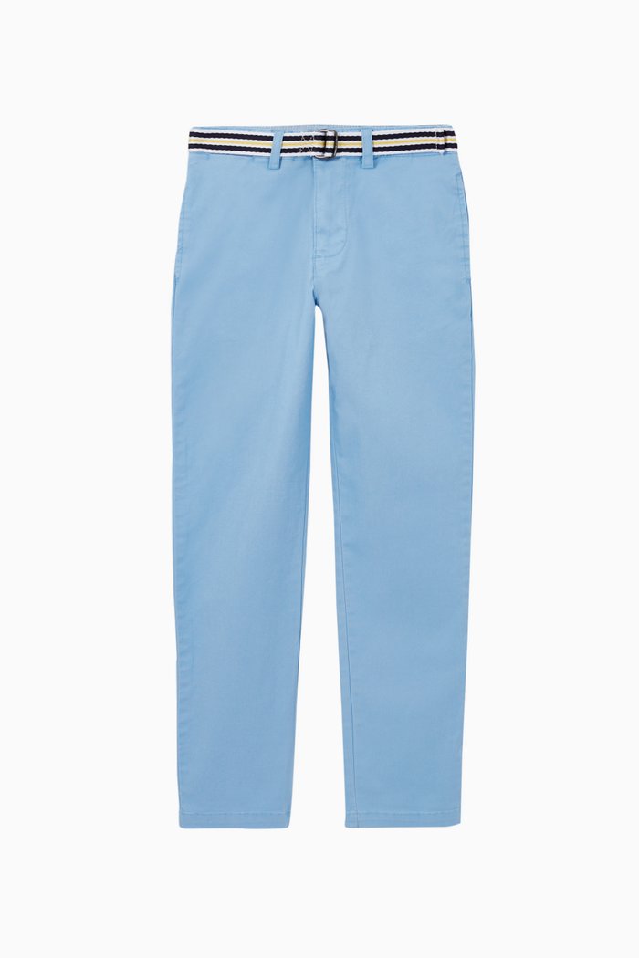 

Belted Stretch Skinny Cotton Chino, Blue