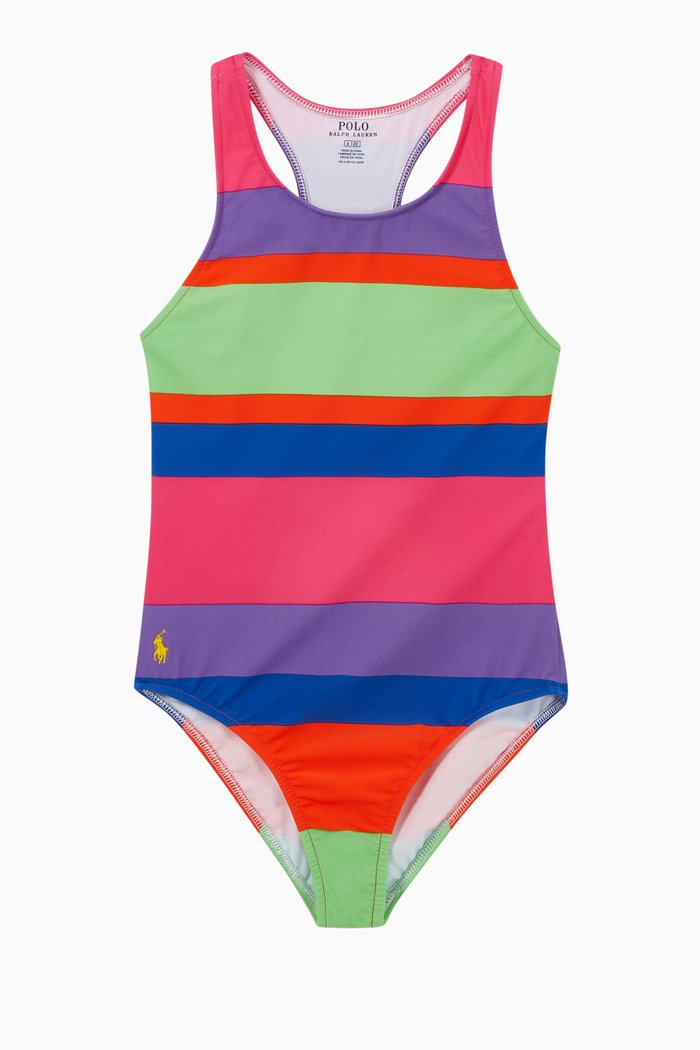 

Striped One-Piece Swimsuit, Blue