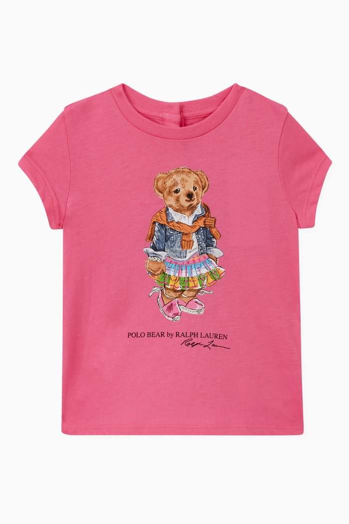 

Madras Bear Cotton Jersey T-Shirt, Pink