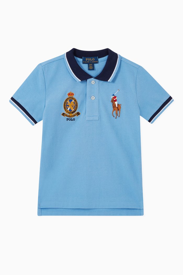 

Big Pony Cotton Mesh Polo, Blue