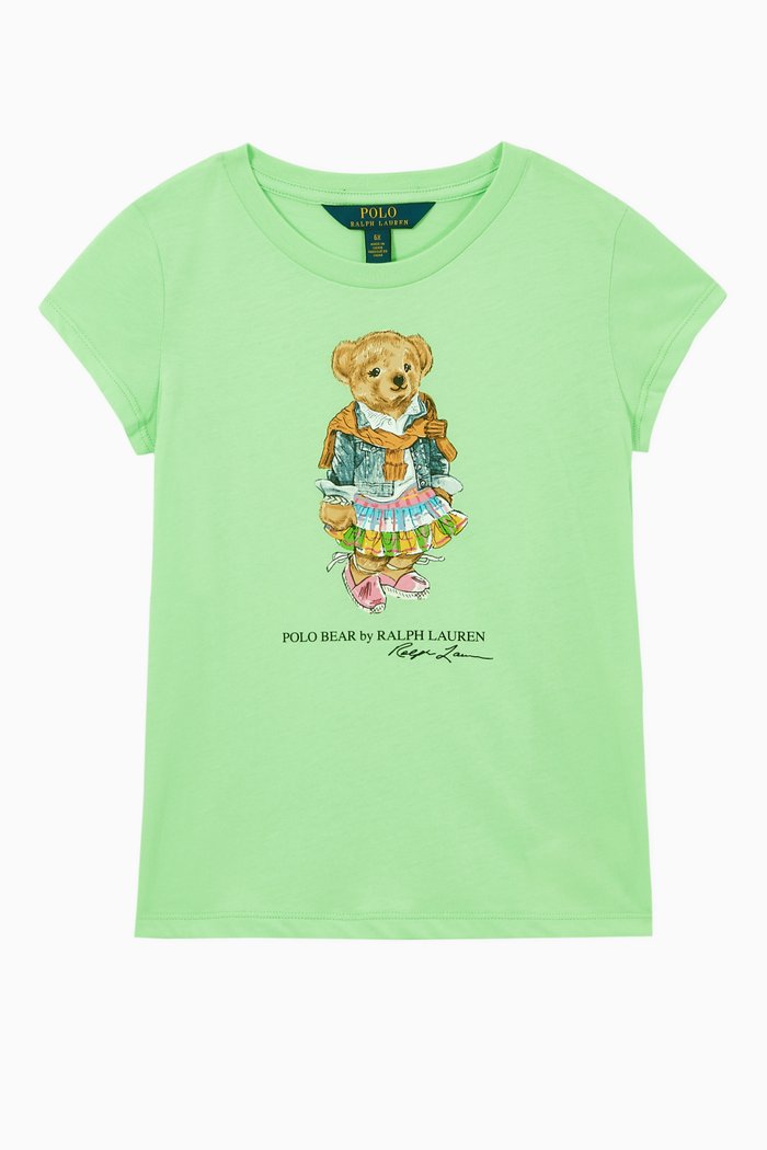 

Madras Bear Cotton T-Shirt, Green