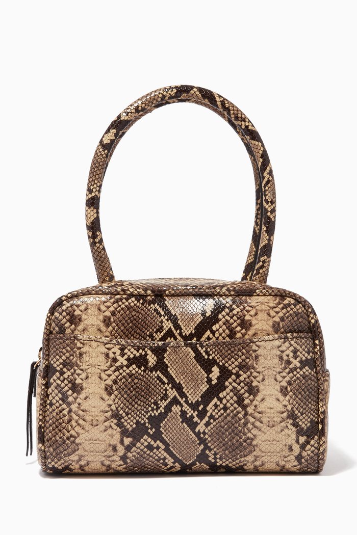 Martin Bag in Snakeskin-Embossed Leather, Brown
