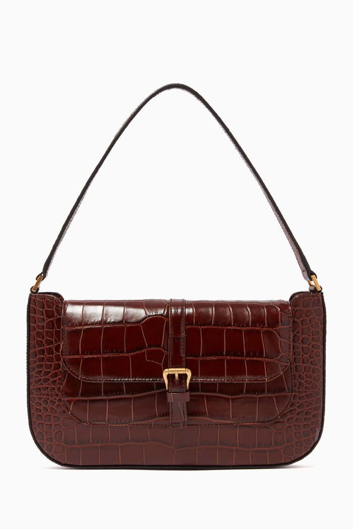 

Miranda Bag in Croco Embossed Leather, Brown
