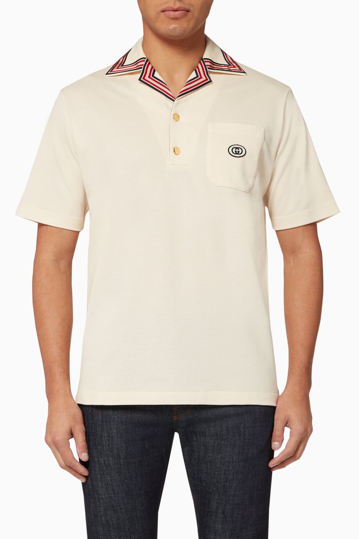 

GG Embroidered Polo Shirt, Neutral