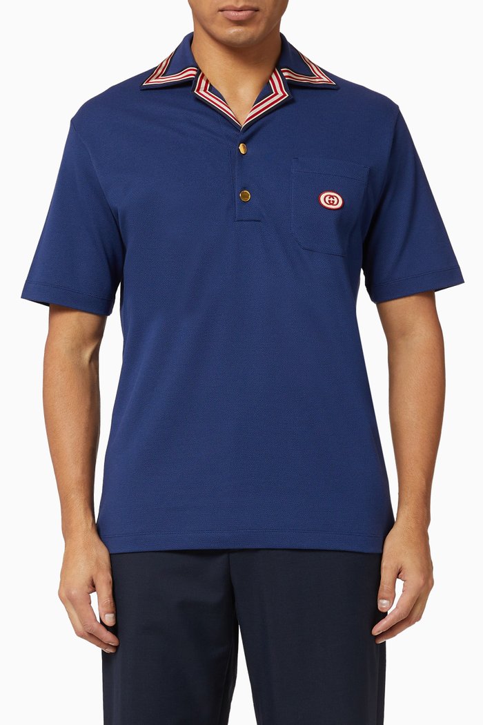 

GG Embroidered Polo Shirt, Blue