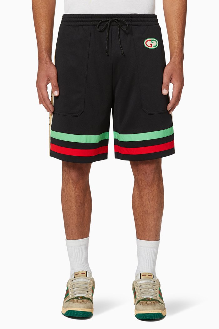 

Web-Stripe GG Track Shorts, Black