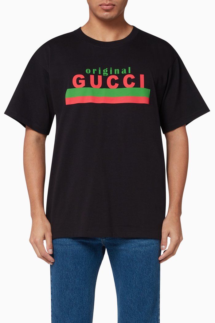 

"Original Gucci" Print Oversize T-Shirt, Black