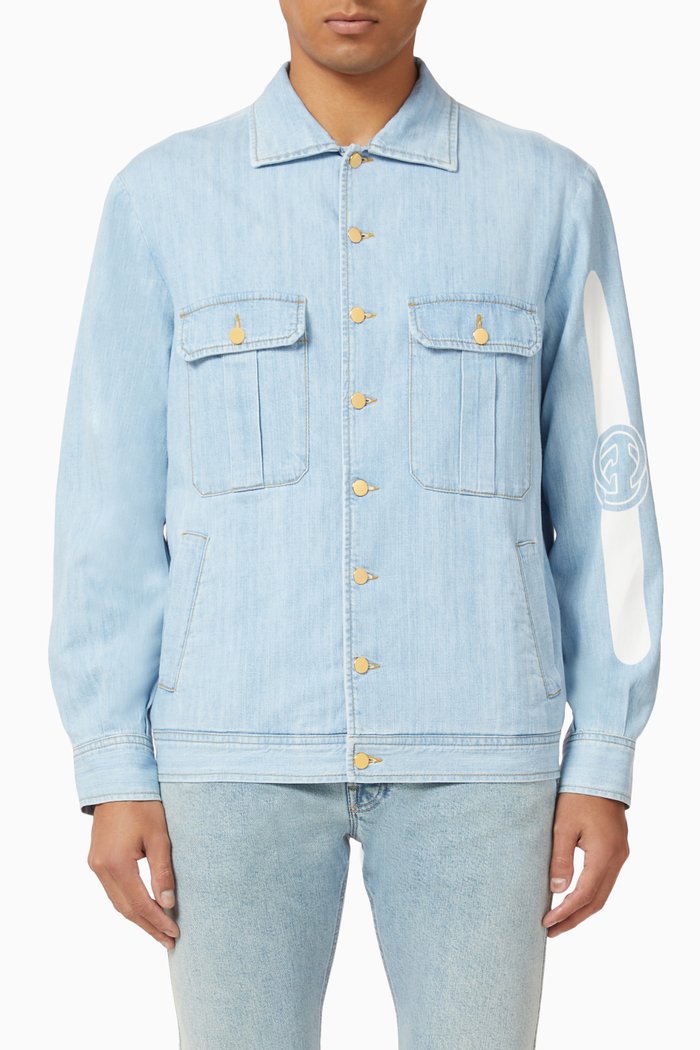 

Logo Print Denim Jacket, Blue