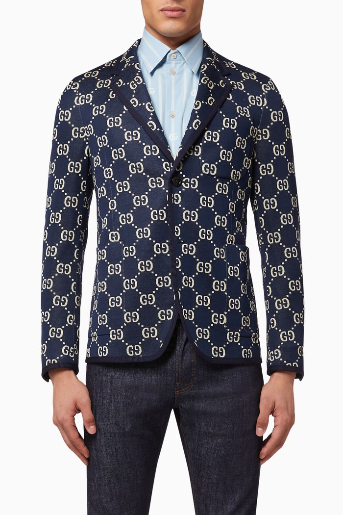 

GG Interlock Jersey Blazer, Blue