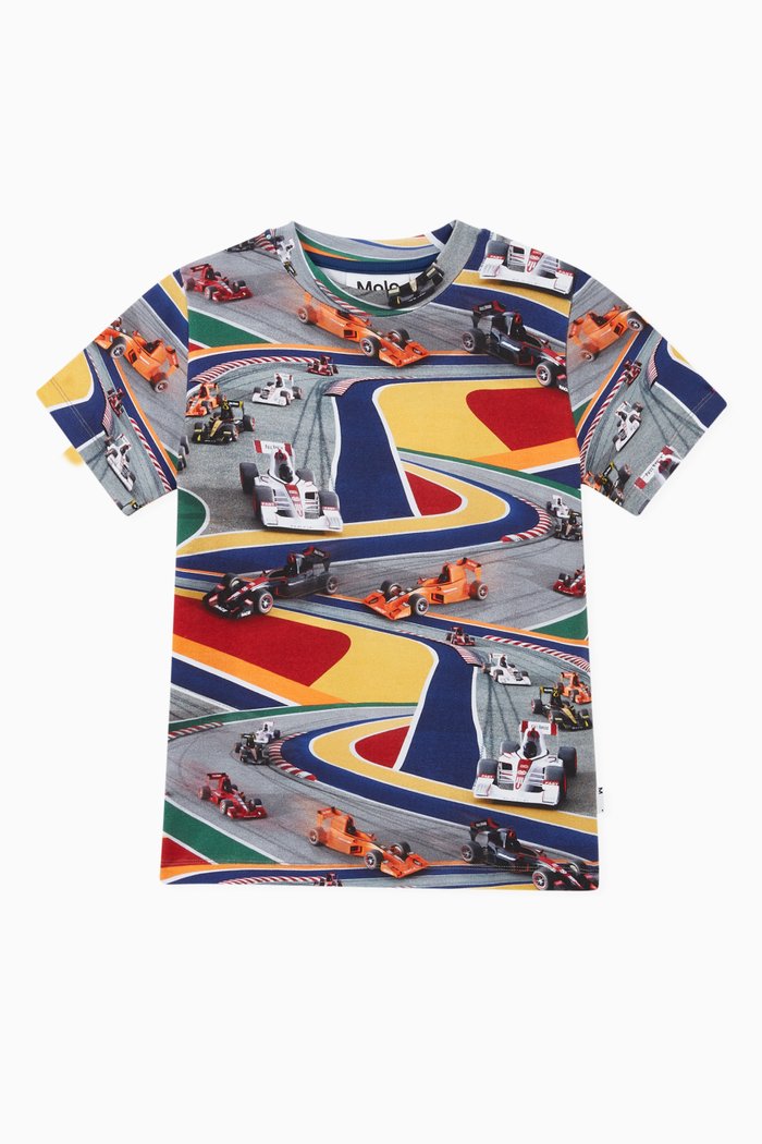 

Ralphie Race Car Print Organic Cotton T-Shirt, Grey
