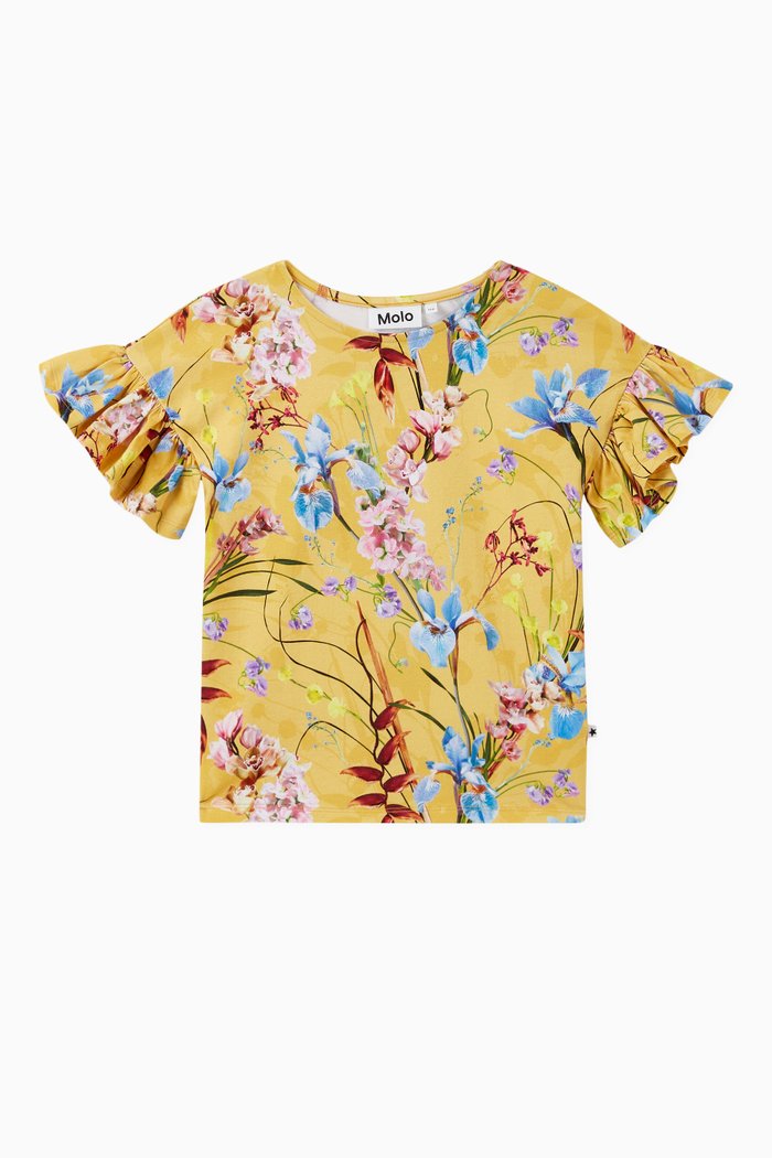 

Rayah Floral Organic Jersey Top, Yellow